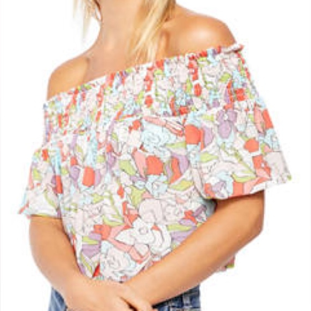 Free People technicolor floral Bubble Top